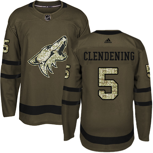 Herren Arizona Coyotes Eishockey Trikot Adam Clendening #5 Authentic Grün Salute to Service